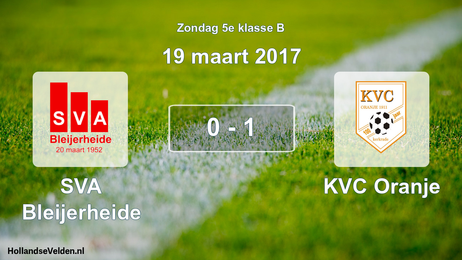 Total number of matches played: SVA Bleijerheide - KVC Oranje 0 - 1 (19 March 2017)