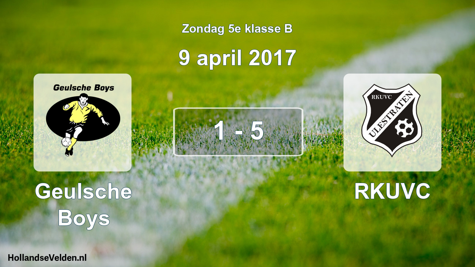Total number of matches played: Geulsche Boys - RKUVC 1 - 5 (9 April 2017)