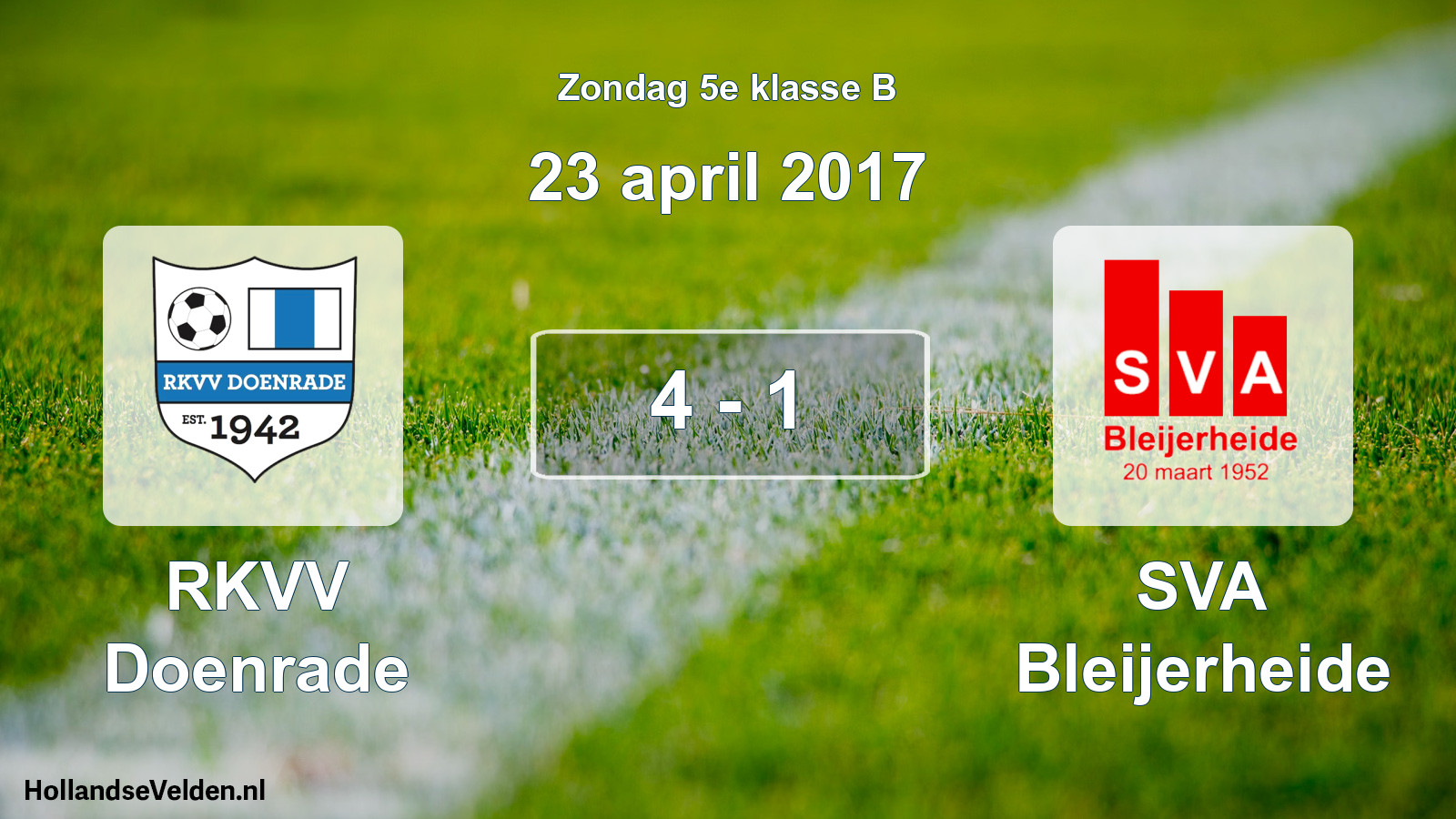 Total number of matches played: RKVV Doenrade - SVA Bleijerheide 4 - 1 (23 April 2017)