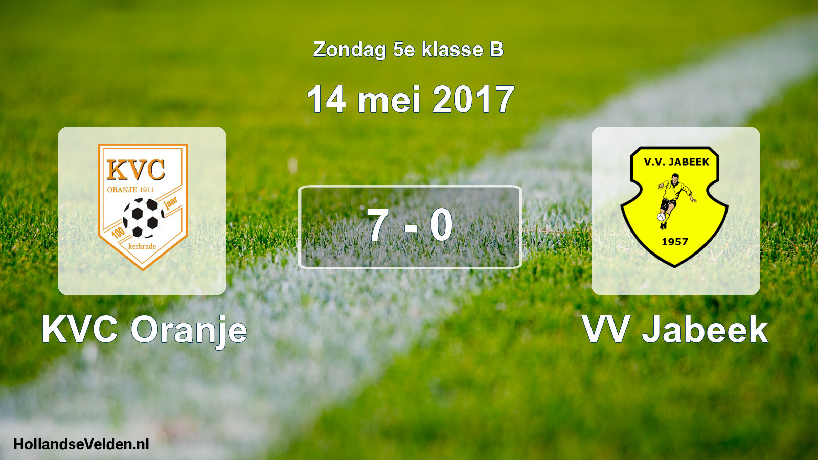 Total number of matches played: KVC Oranje - VV Jabeek 7 - 0 (14 May 2017)