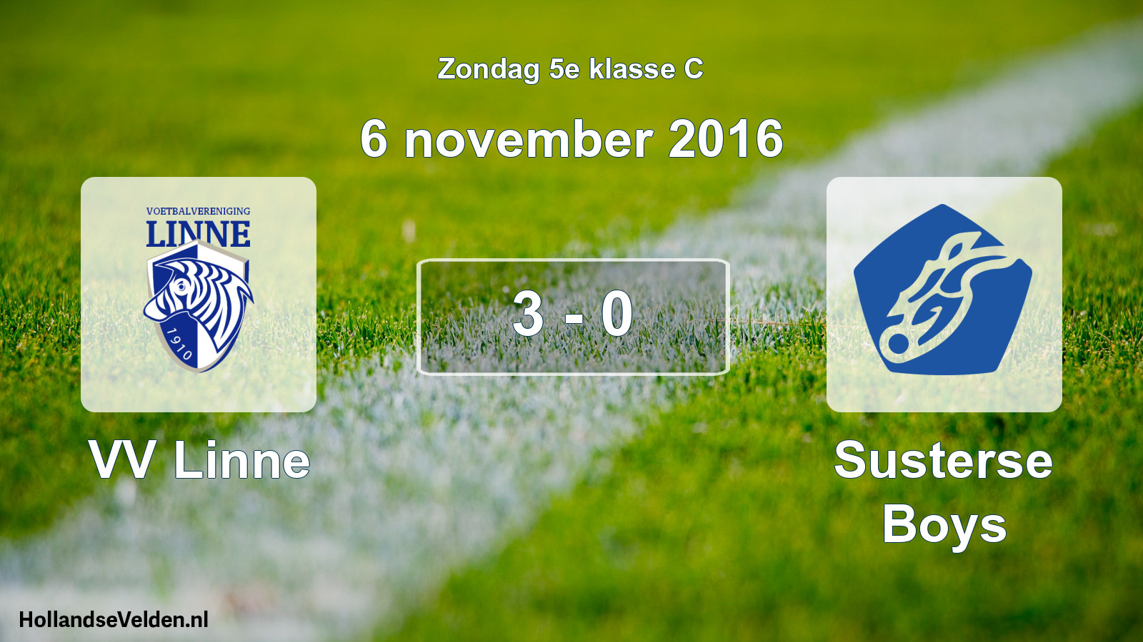 Total number of matches played: VV Linne - Susterse Boys 3 - 0 (6 November 2016)