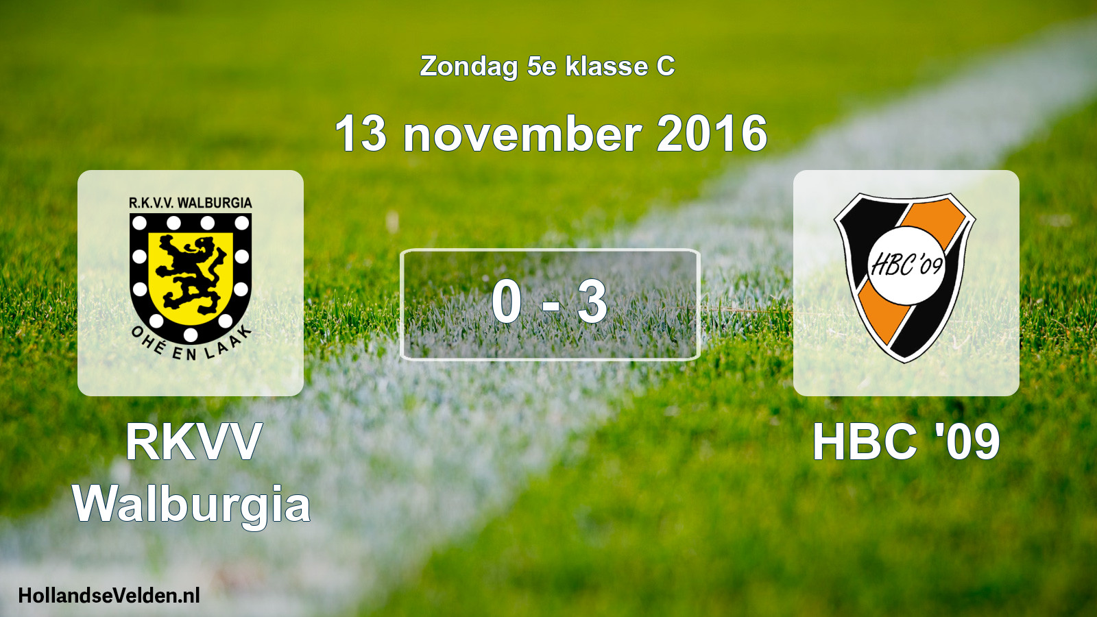 Total number of matches played: RKVV Walburgia - HBC '09 0 - 3 (13 November 2016)