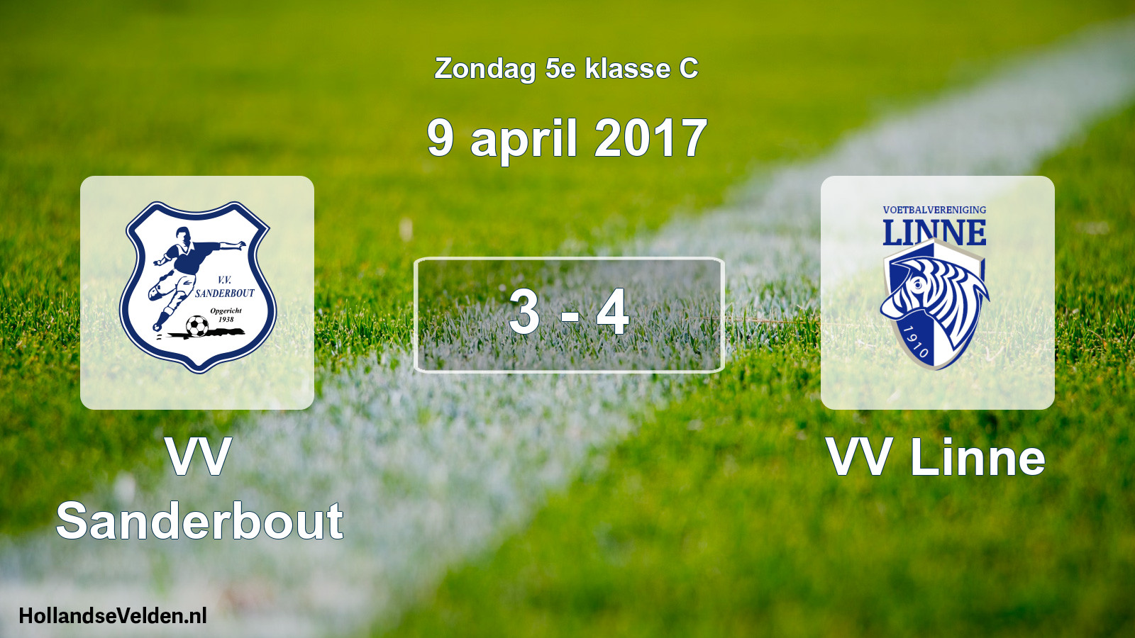 Total number of matches played: VV Sanderbout - VV Linne 3 - 4 (9 April 2017)