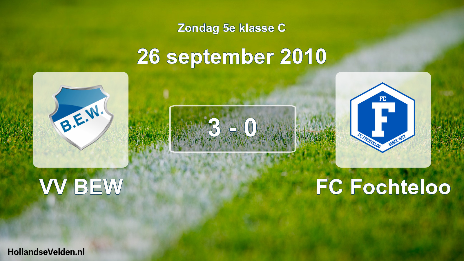 Total number of matches played: VV BEW - FC Fochteloo 3 - 0 (26 September 2010)