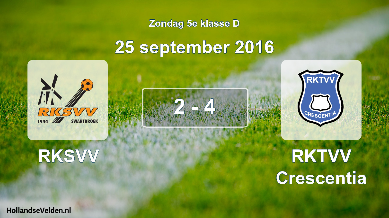 Total number of matches played: RKSVV - RKTVV Crescentia 2 - 4 (25 September 2016)