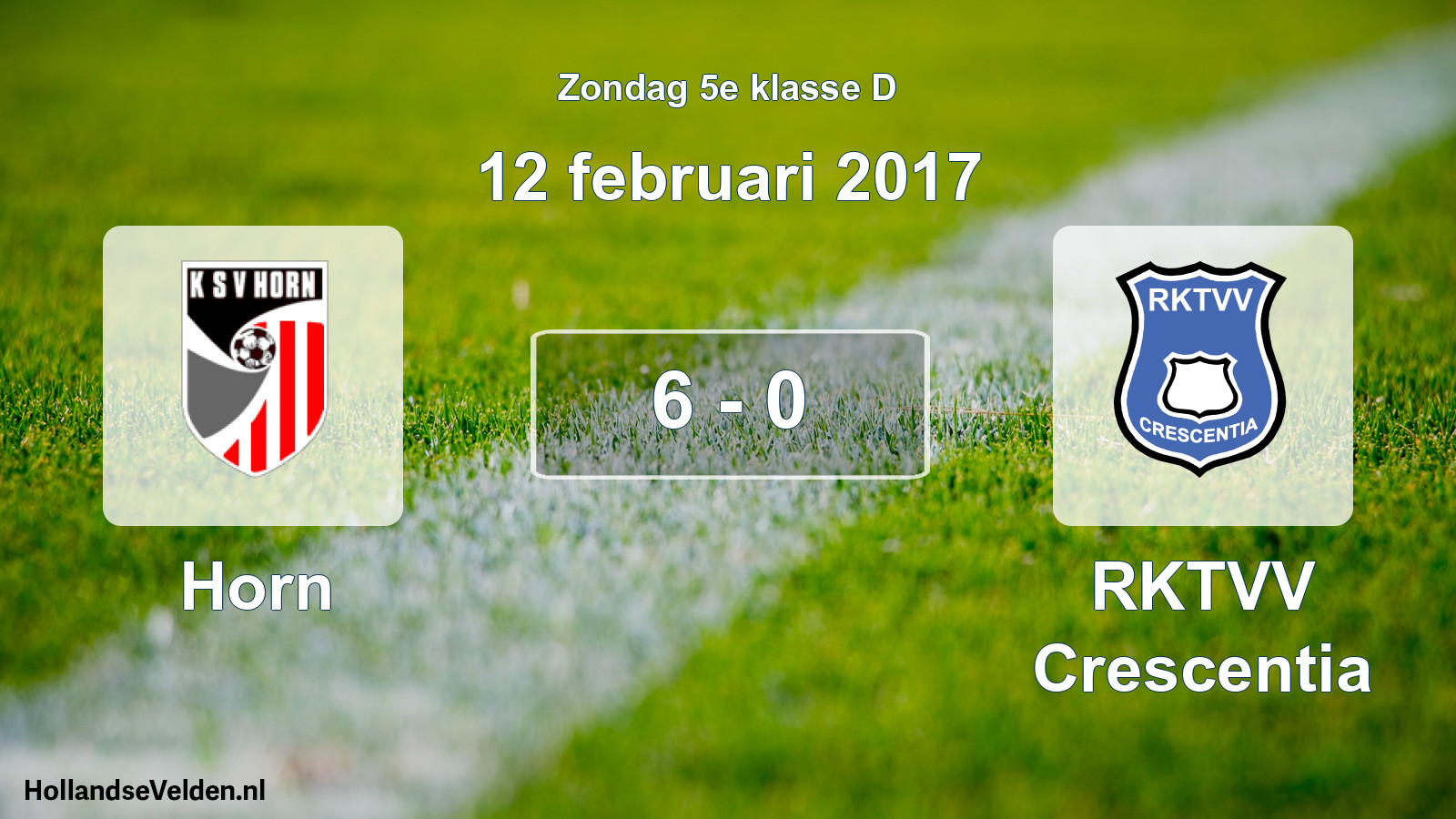 Total number of matches played: Horn - RKTVV Crescentia 6 - 0 (12 February 2017)