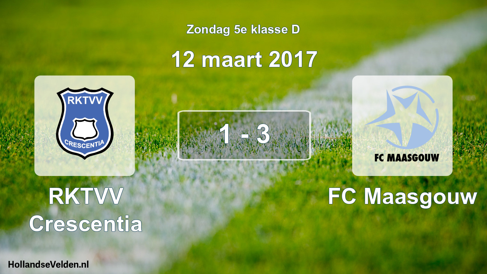 Total number of matches played: RKTVV Crescentia - FC Maasgouw 1 - 3 (12 March 2017)