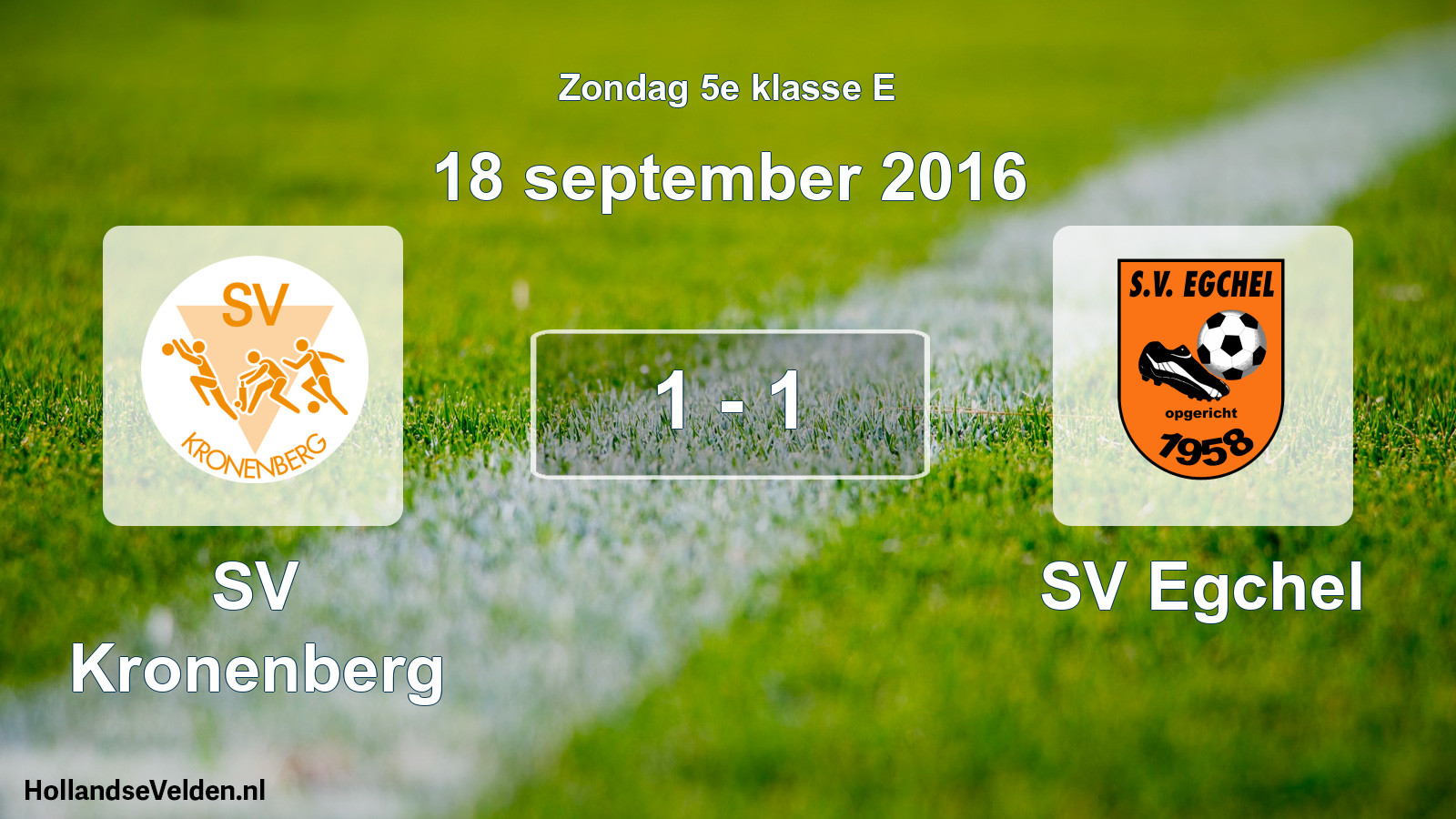 Total number of matches played: SV Kronenberg - SV Egchel 1 - 1 (18 September 2016)