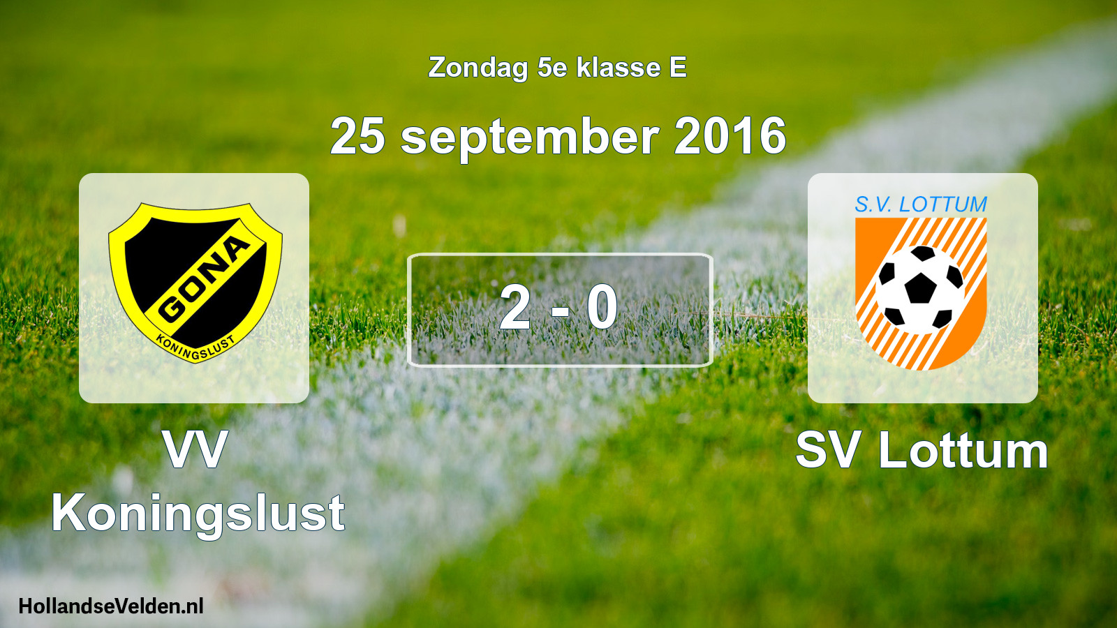 Total number of matches played: VV Koningslust - SV Lottum 2 - 0 (25 September 2016)