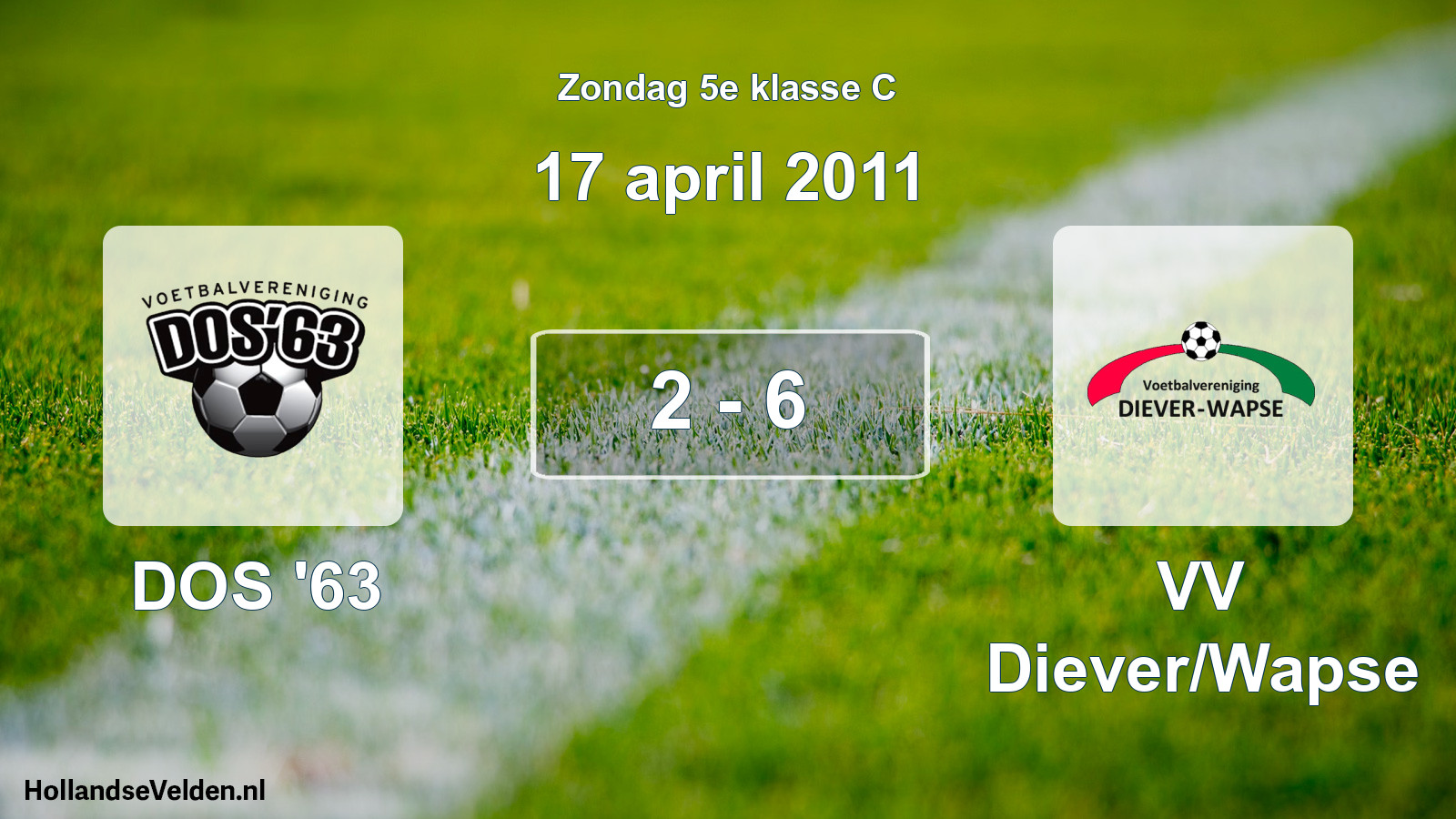 Total number of matches played: DOS '63 - VV Diever/Wapse 2 - 6 (17 April 2011)