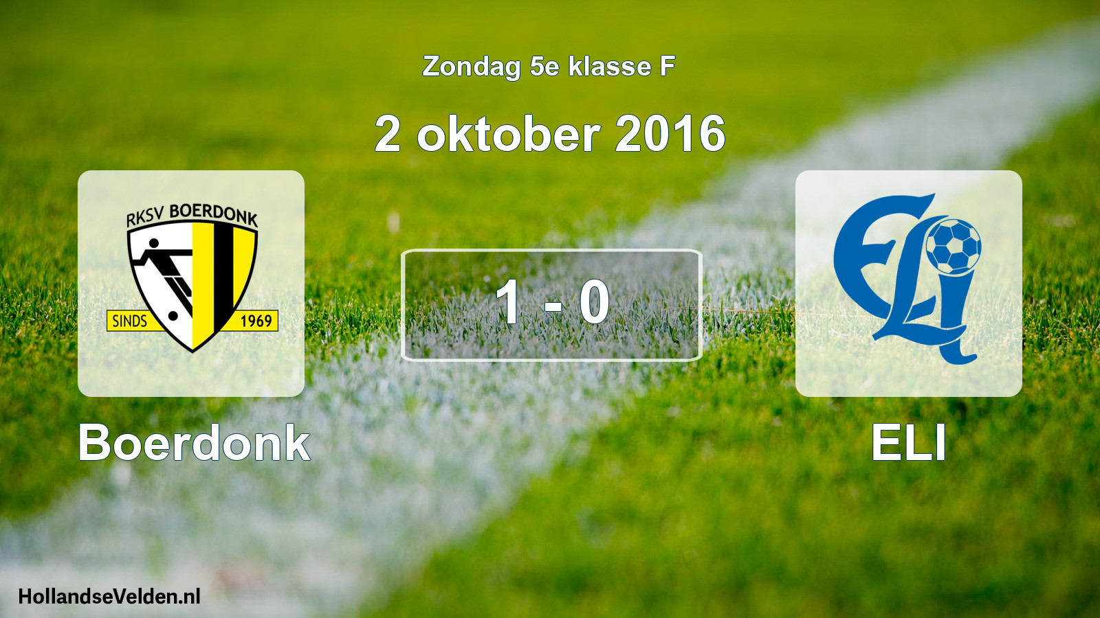 Total number of matches played: Boerdonk - ELI 1 - 0 (2 October 2016)