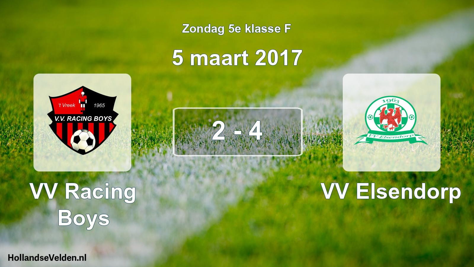 Total number of matches played: VV Racing Boys - VV Elsendorp 2 - 4 (5 March 2017)