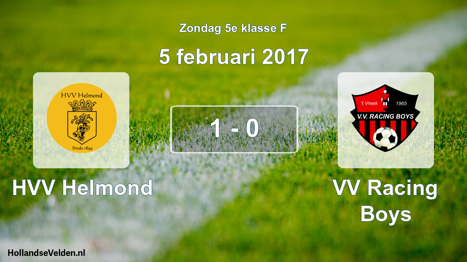 Total number of matches played: HVV Helmond - VV Racing Boys 1 - 0 (5 February 2017)