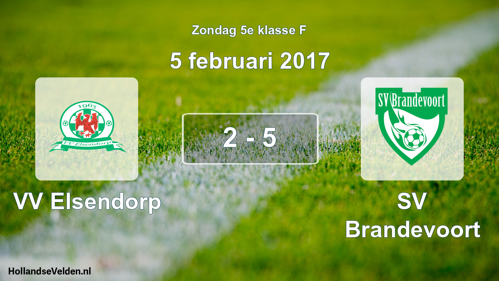 Total number of matches played: VV Elsendorp - SV Brandevoort 2 - 5 (5 February 2017)