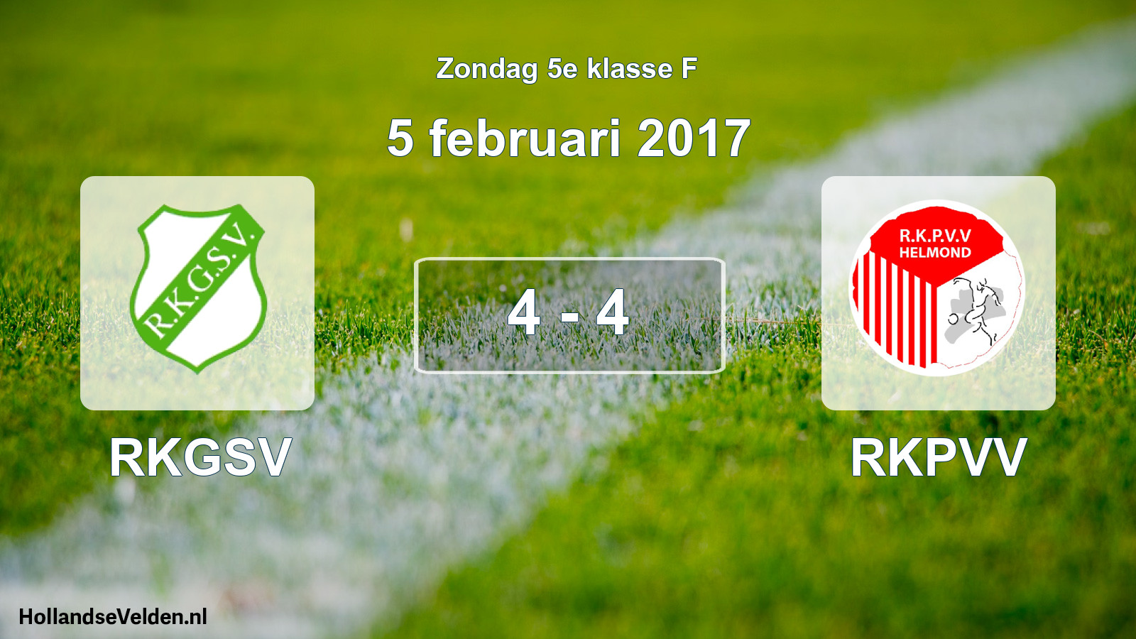Total number of matches played: RKGSV - RKPVV 4 - 4 (5 February 2017)