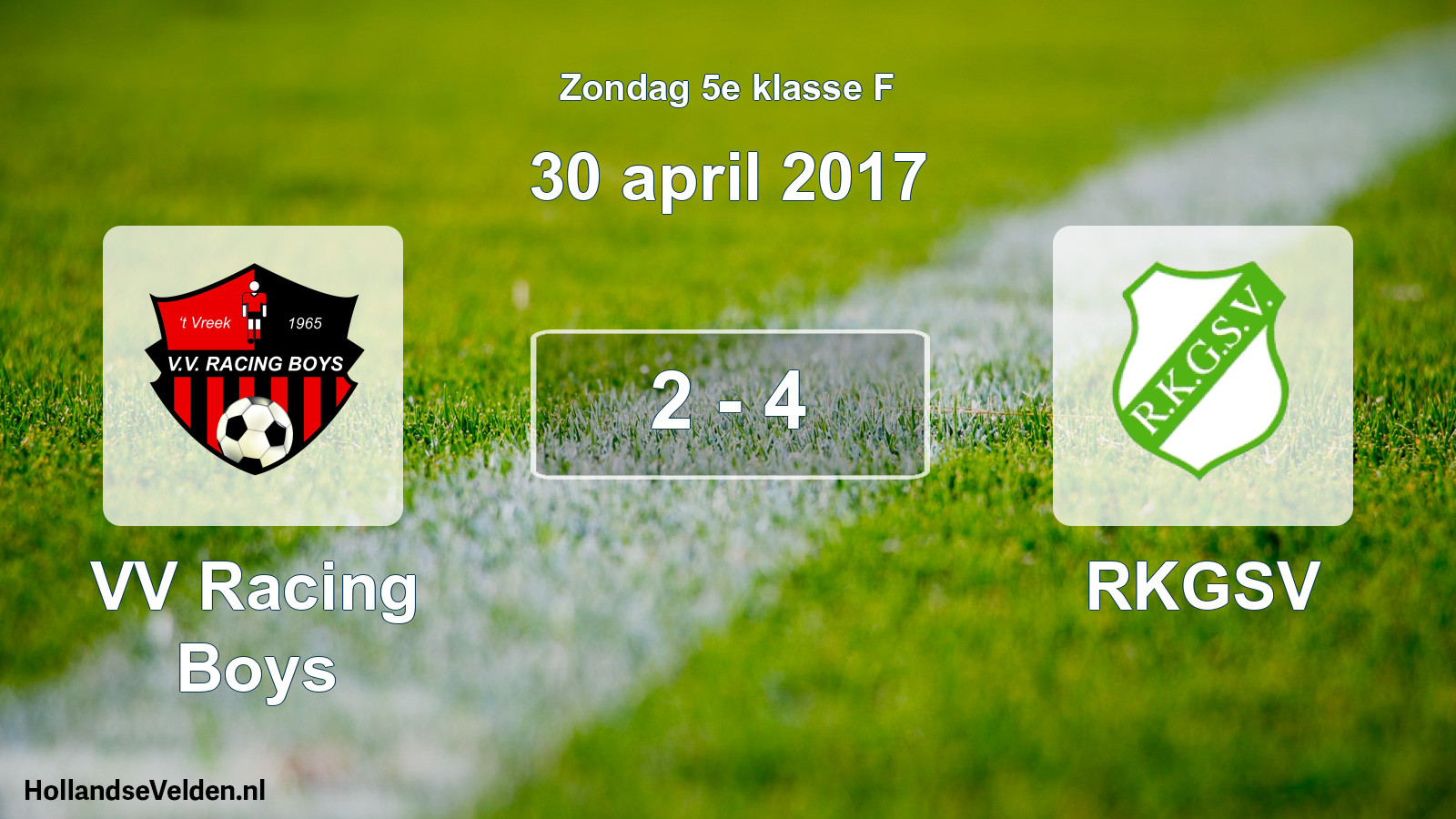 Total number of matches played: VV Racing Boys - RKGSV 2 - 4 (30 April 2017)