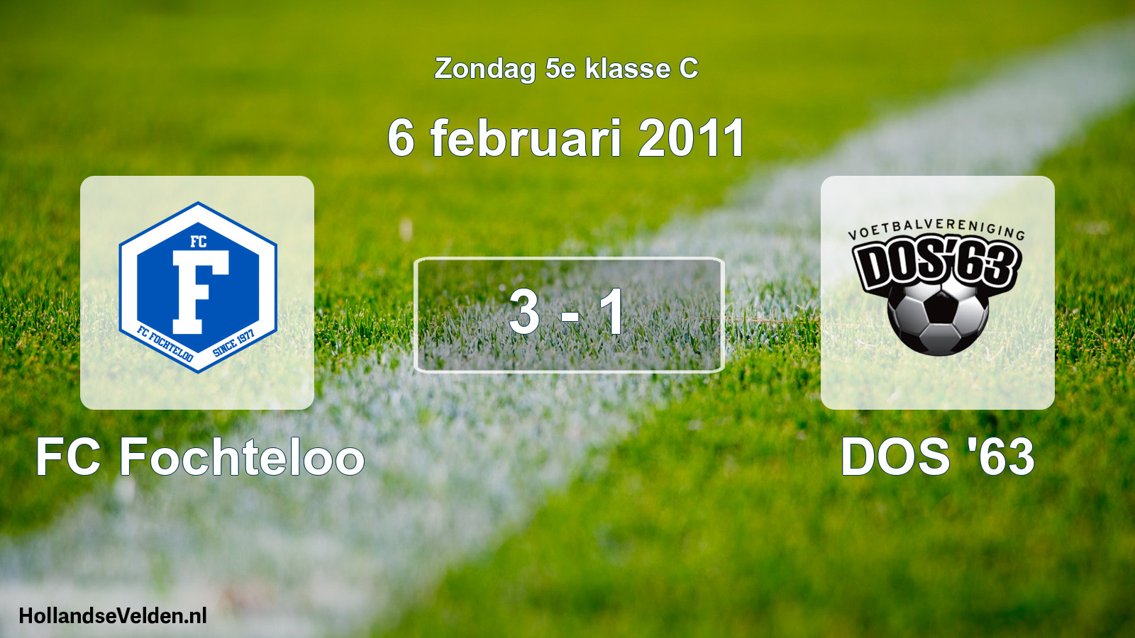 Total number of matches played: FC Fochteloo - DOS '63 3 - 1 (6 February 2011)