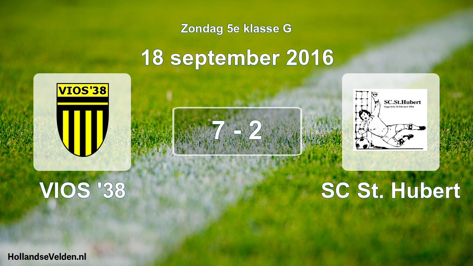 Total number of matches played: VIOS '38 - SC St. Hubert 7 - 2 (18 September 2016)