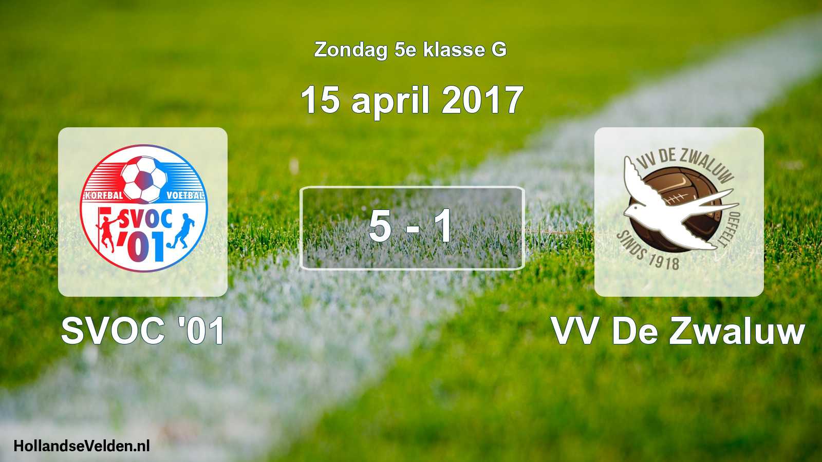 Total number of matches played: SVOC '01 - VV De Zwaluw 5 - 1 (15 April 2017)