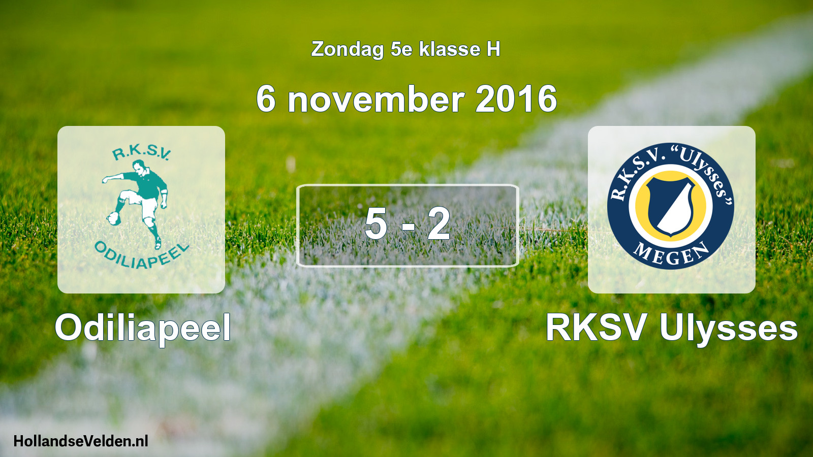 Total number of matches played: Odiliapeel - RKSV Ulysses 5 - 2 (6 November 2016)