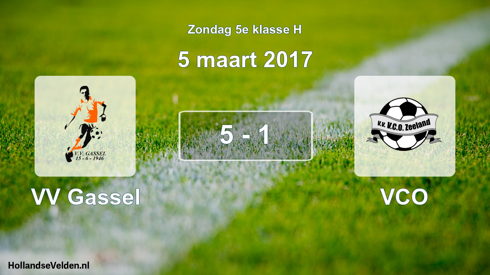 Total number of matches played: VV Gassel - VCO 5 - 1 (5 March 2017)