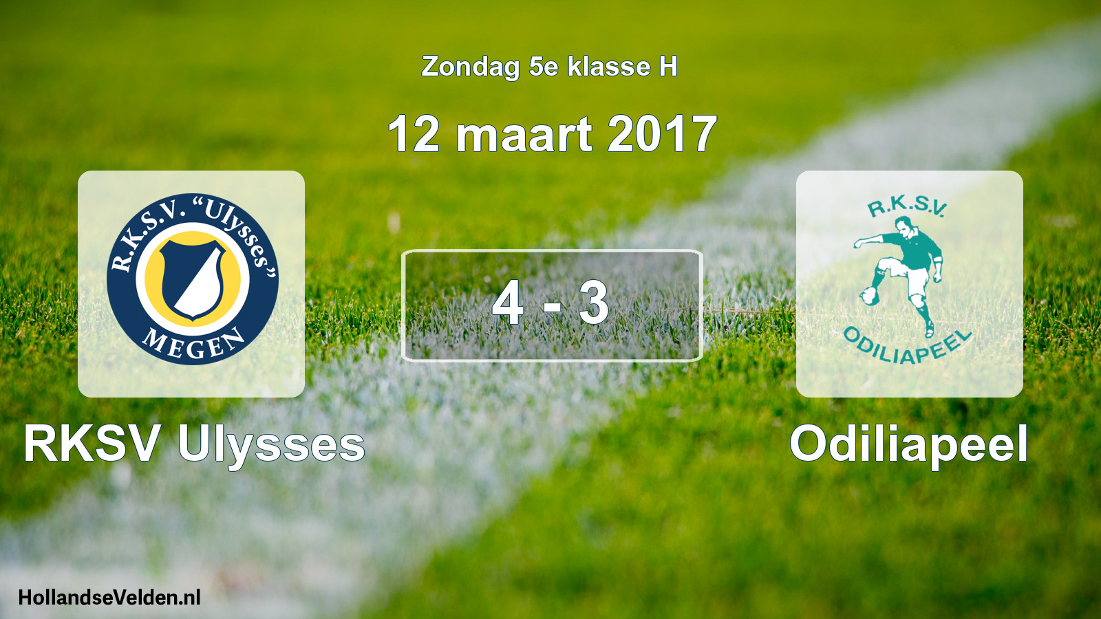 Total number of matches played: RKSV Ulysses - Odiliapeel 4 - 3 (12 March 2017)