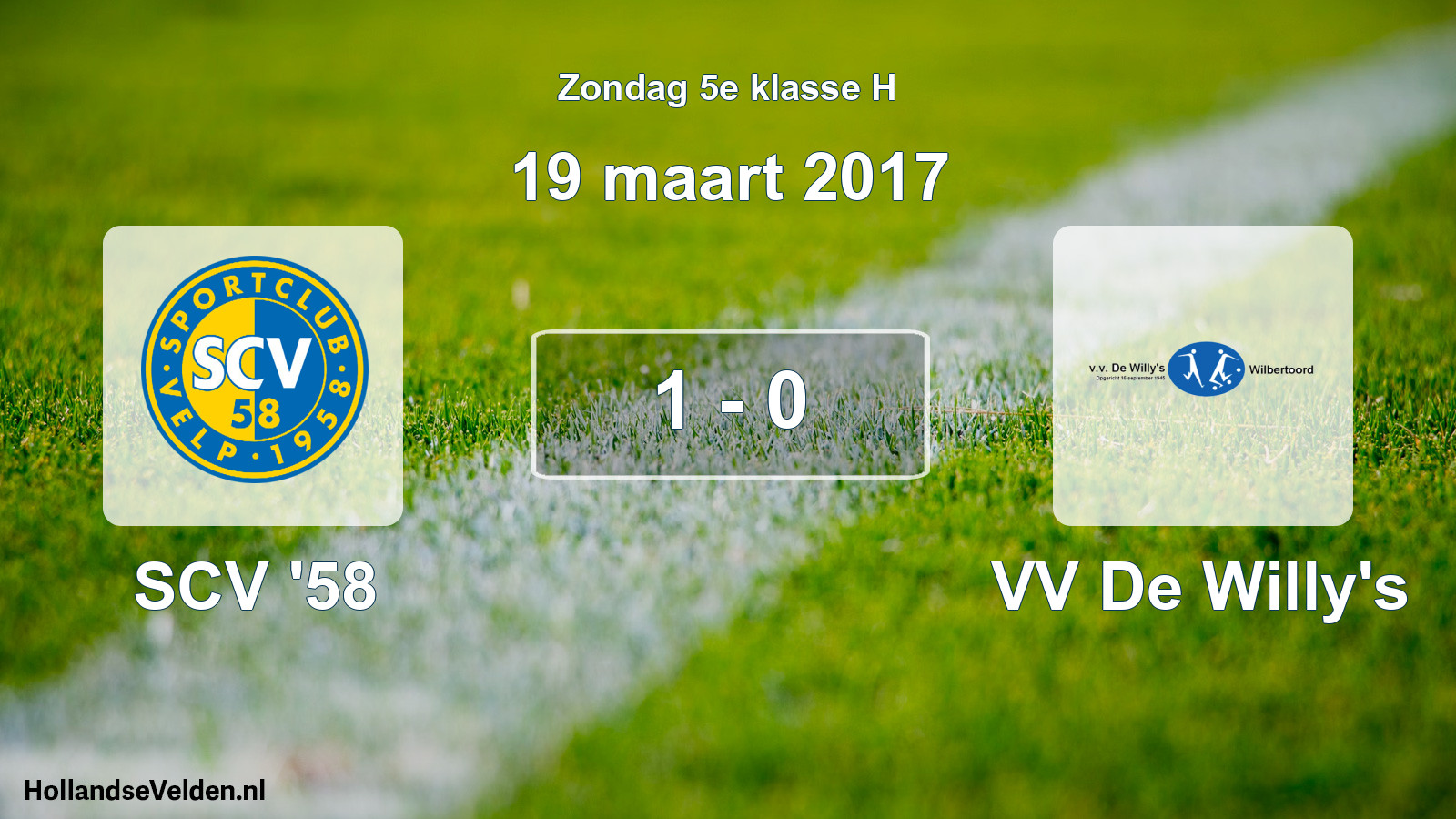Total number of matches played: SCV '58 - VV De Willy's 1 - 0 (19 March 2017)