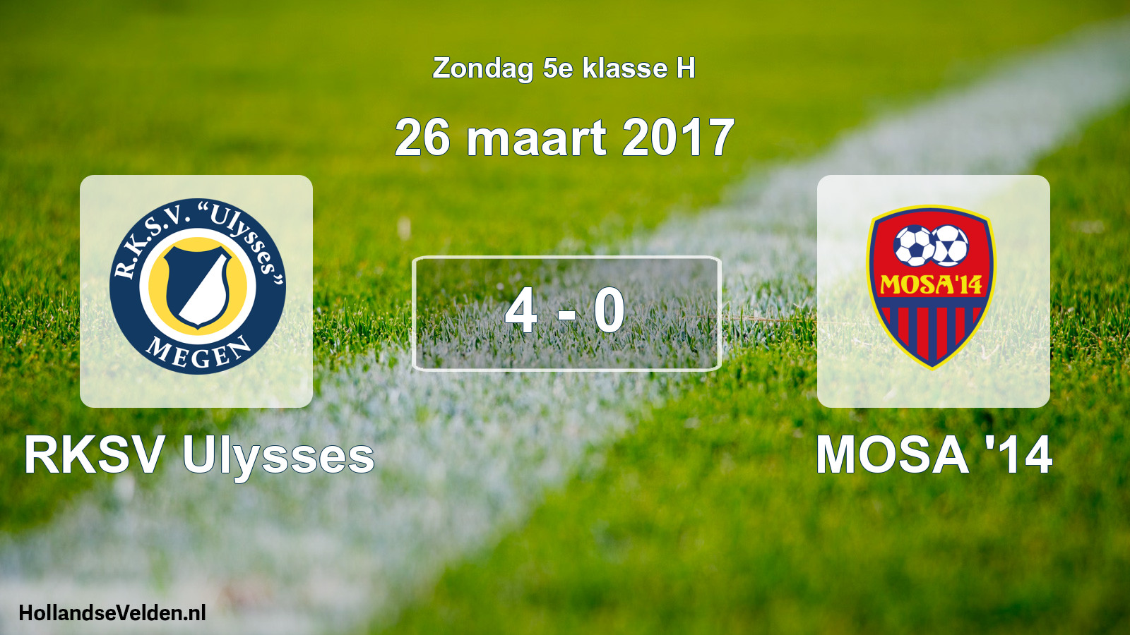 Total number of matches played: RKSV Ulysses - MOSA '14 4 - 0 (26 March 2017)