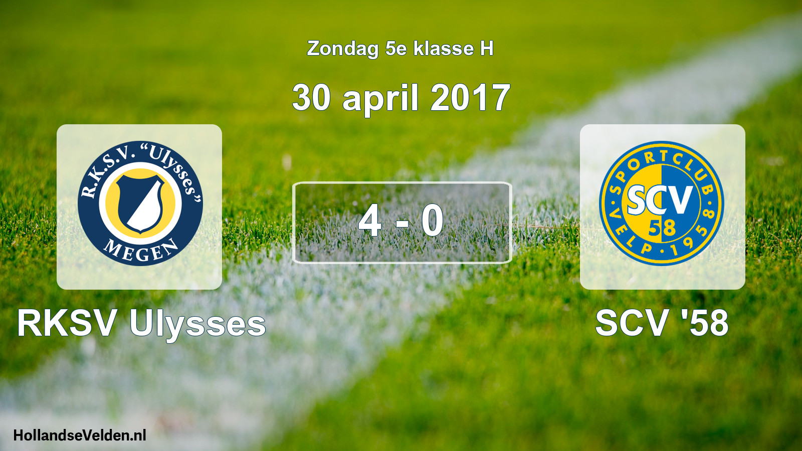Total number of matches played: RKSV Ulysses - SCV '58 4 - 0 (30 April 2017)