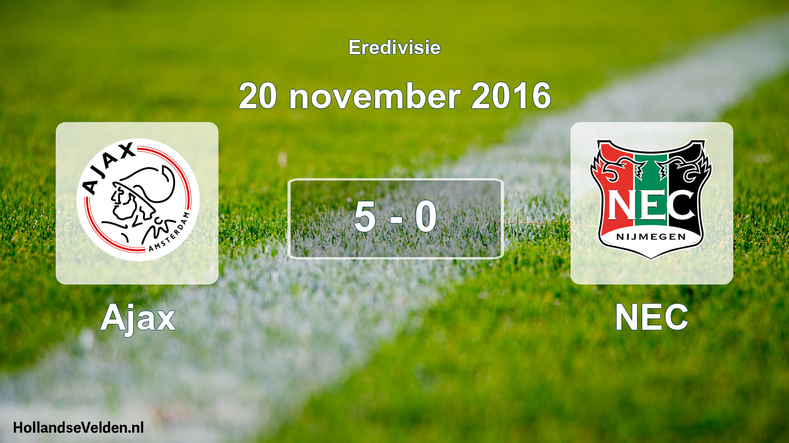 Total number of matches played: Ajax - NEC 5 - 0 (20 November 2016)