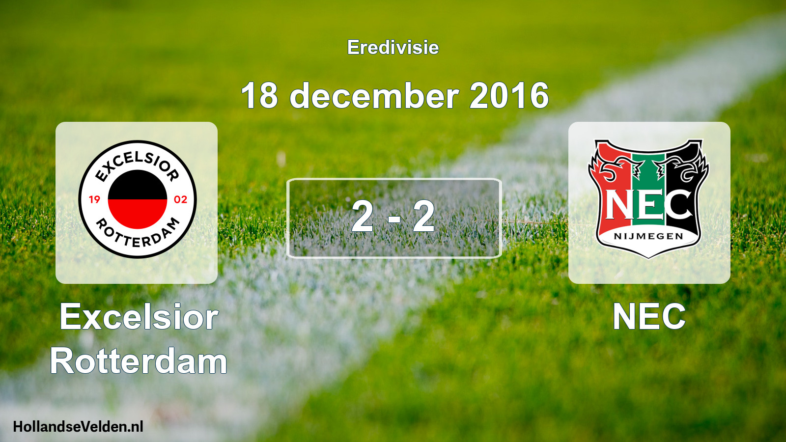 Total number of matches played: Excelsior Rotterdam - NEC 2 - 2 (18 December 2016)