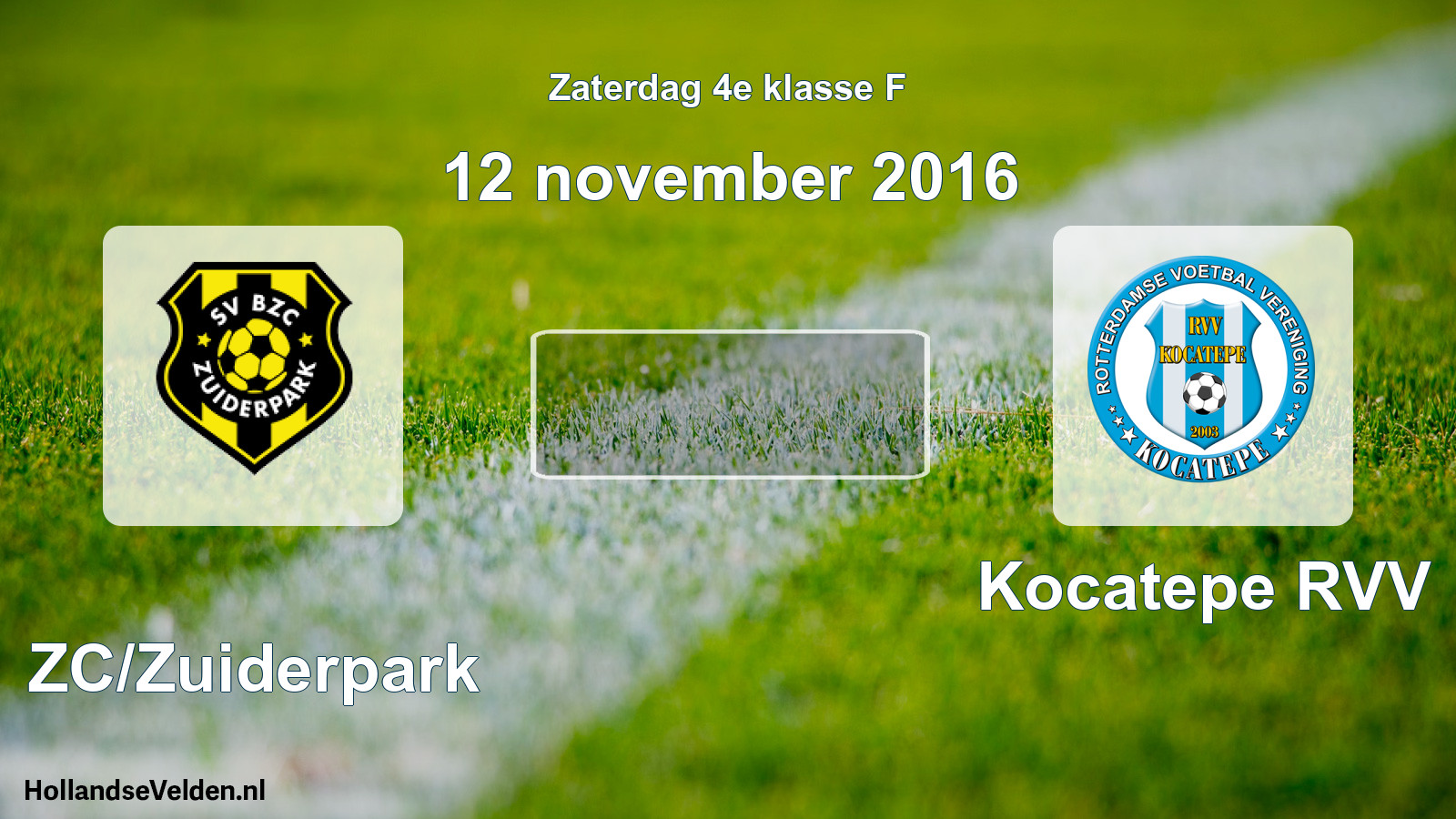 Scheduled Match: BZC/Zuiderpark - Kocatepe RVV (12 November 2016)