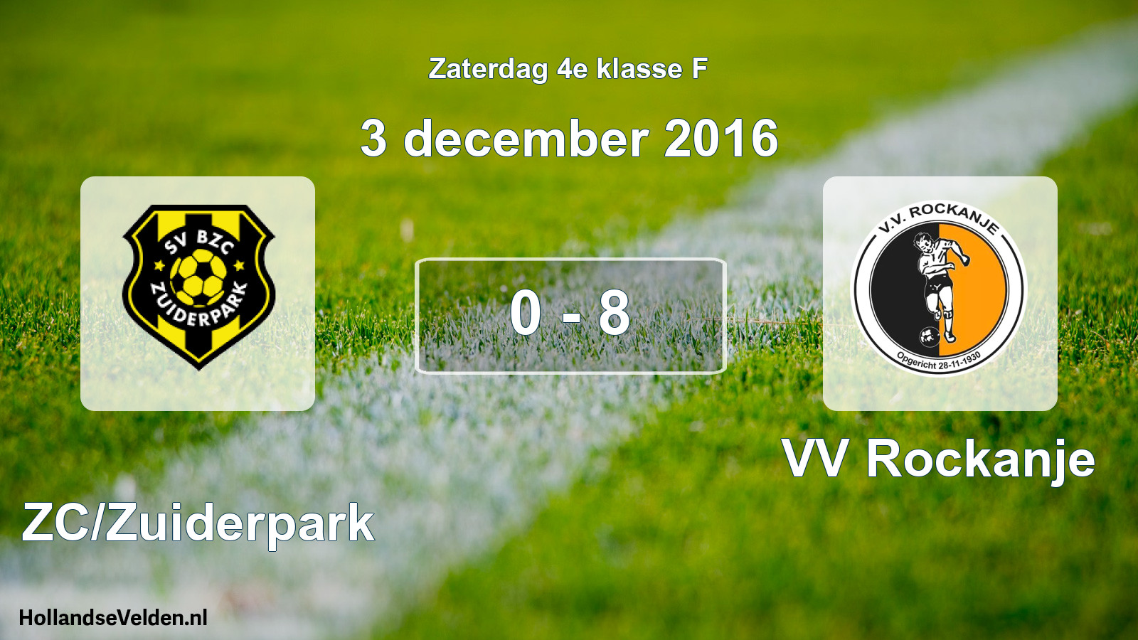 Total number of matches played: BZC/Zuiderpark - VV Rockanje 0 - 8 (3 December 2016)