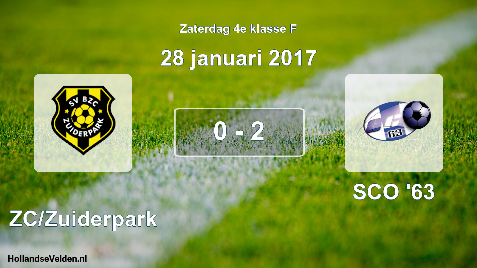 Total number of matches played: BZC/Zuiderpark - SCO '63 0 - 2 (28 January 2017)