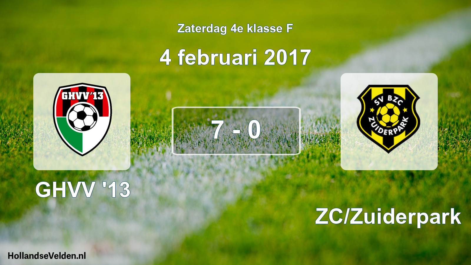 Total number of matches played: GHVV '13 - BZC/Zuiderpark 7 - 0 (4 February 2017)