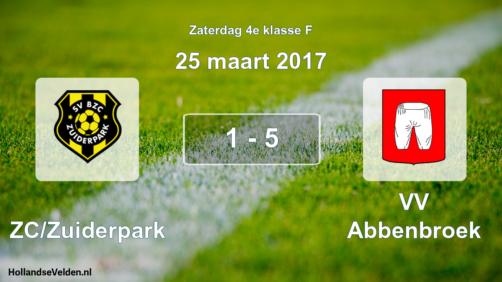 Total number of matches played: BZC/Zuiderpark - VV Abbenbroek 1 - 5 (25 March 2017)