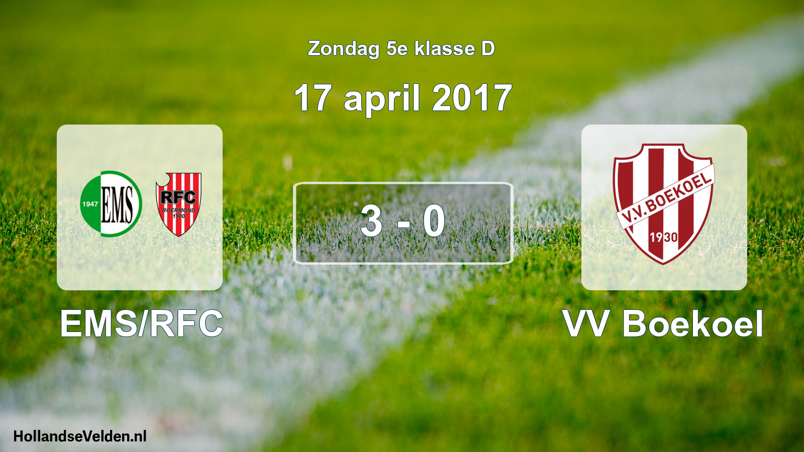 Total number of matches played: EMS/RFC - VV Boekoel 3 - 0 (17 April 2017)