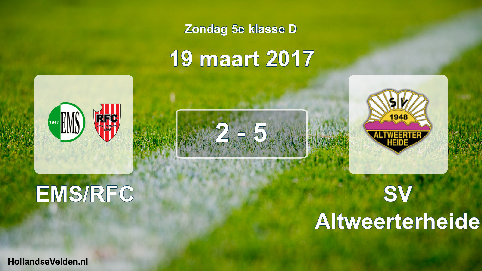 Total number of matches played: EMS/RFC - SV Altweerterheide 2 - 5 (19 March 2017)