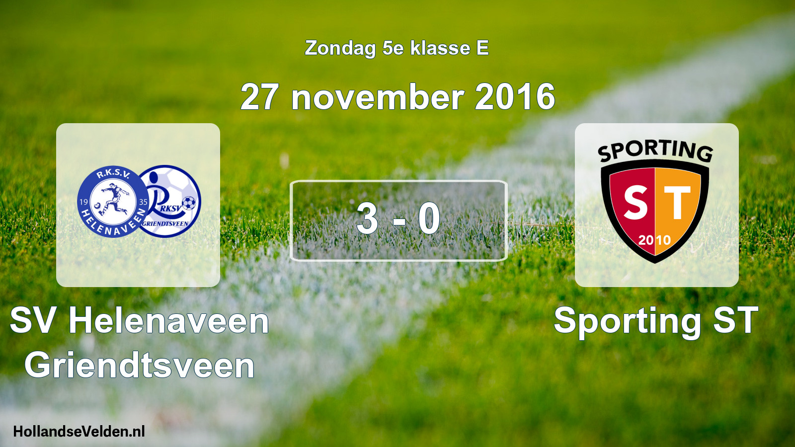Total number of matches played: SV Helenaveen Griendtsveen - Sporting ST 3 - 0 (27 November 2016)