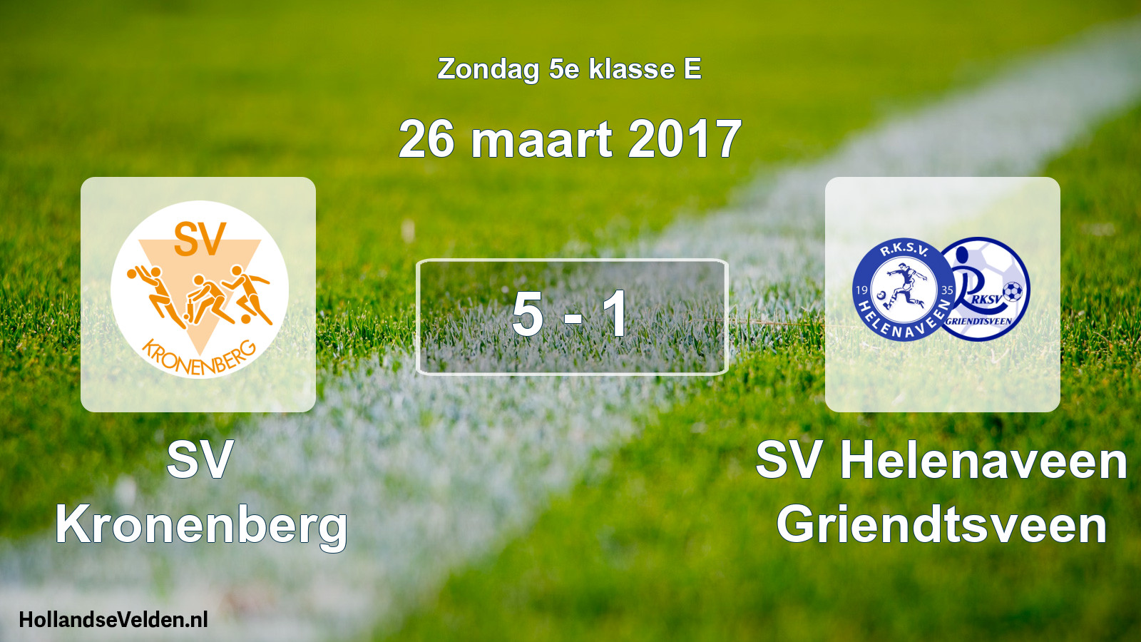 Total number of matches played: SV Kronenberg - SV Helenaveen Griendtsveen 5 - 1 (26 March 2017)