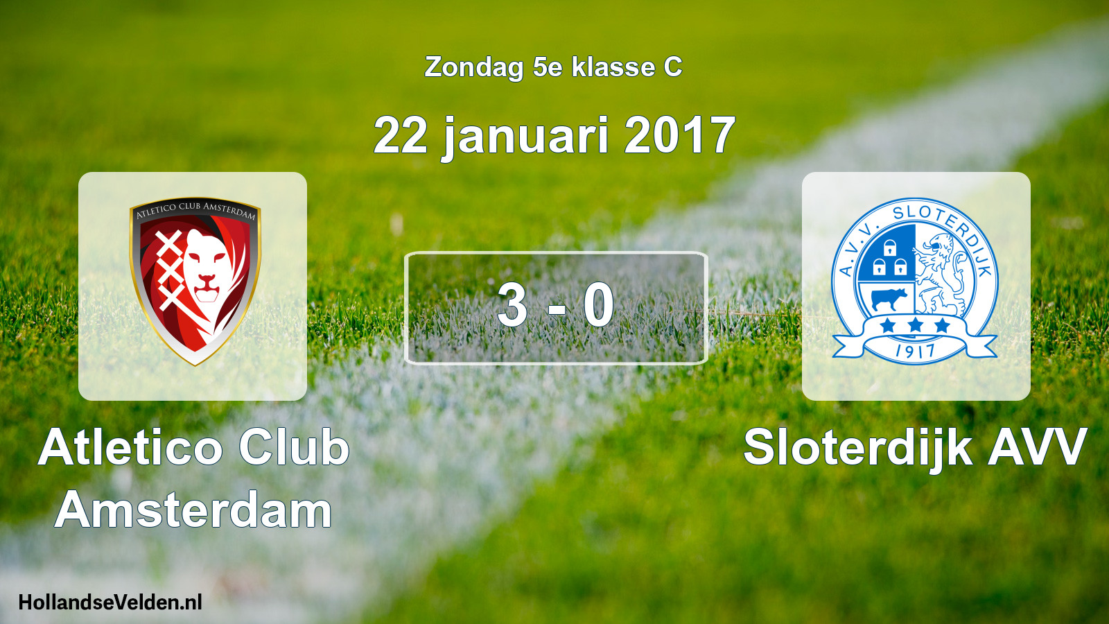 Total number of matches played: Atletico Club Amsterdam - Sloterdijk AVV 3 - 0 (22 January 2017)