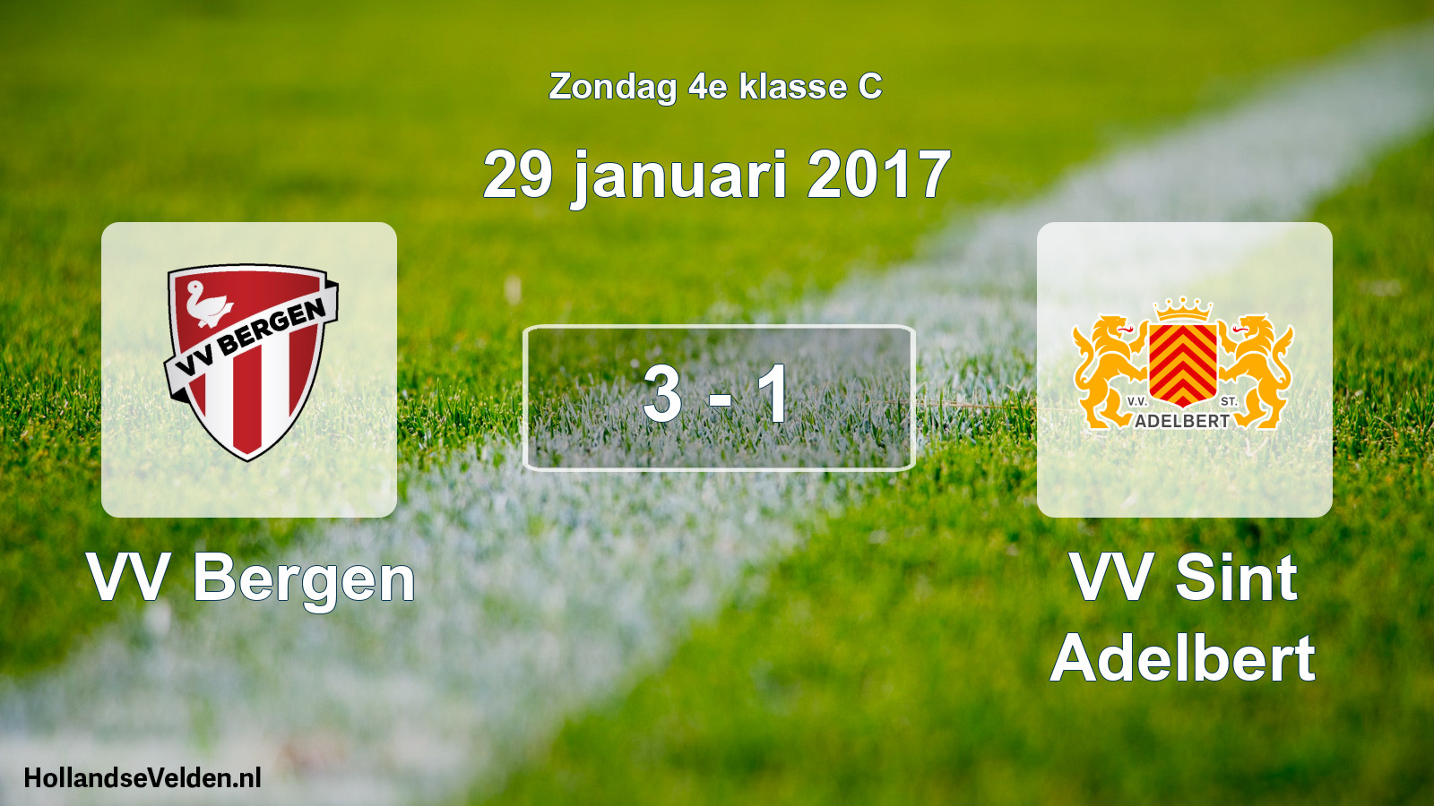 Total number of matches played: VV Bergen - VV Sint Adelbert 3 - 1 (29 January 2017)