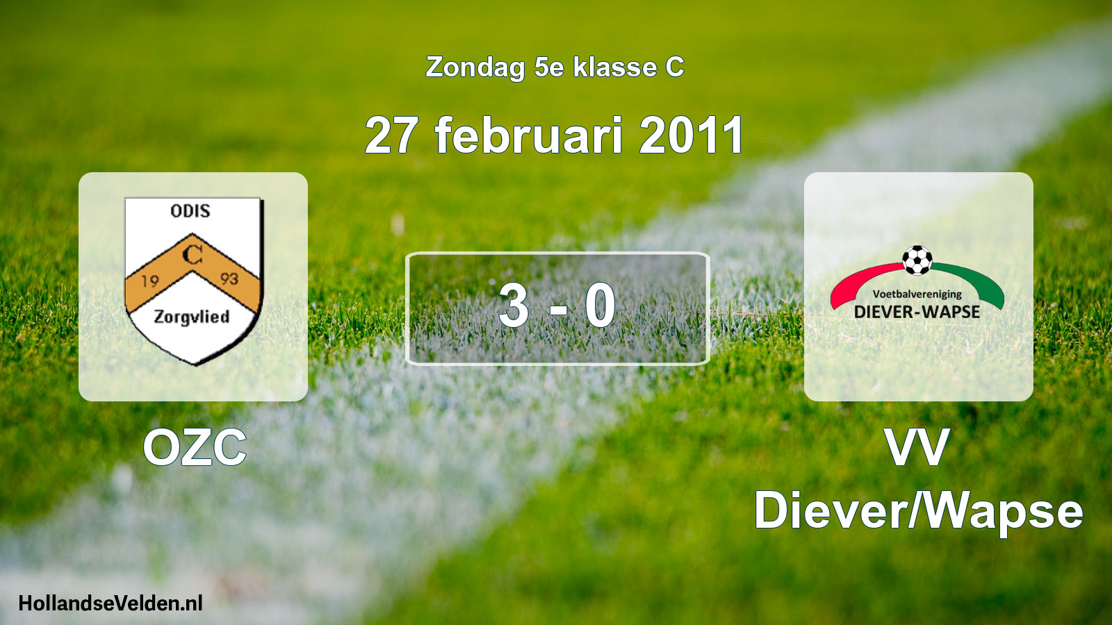 Total number of matches played: OZC - VV Diever/Wapse 3 - 0 (27 February 2011)