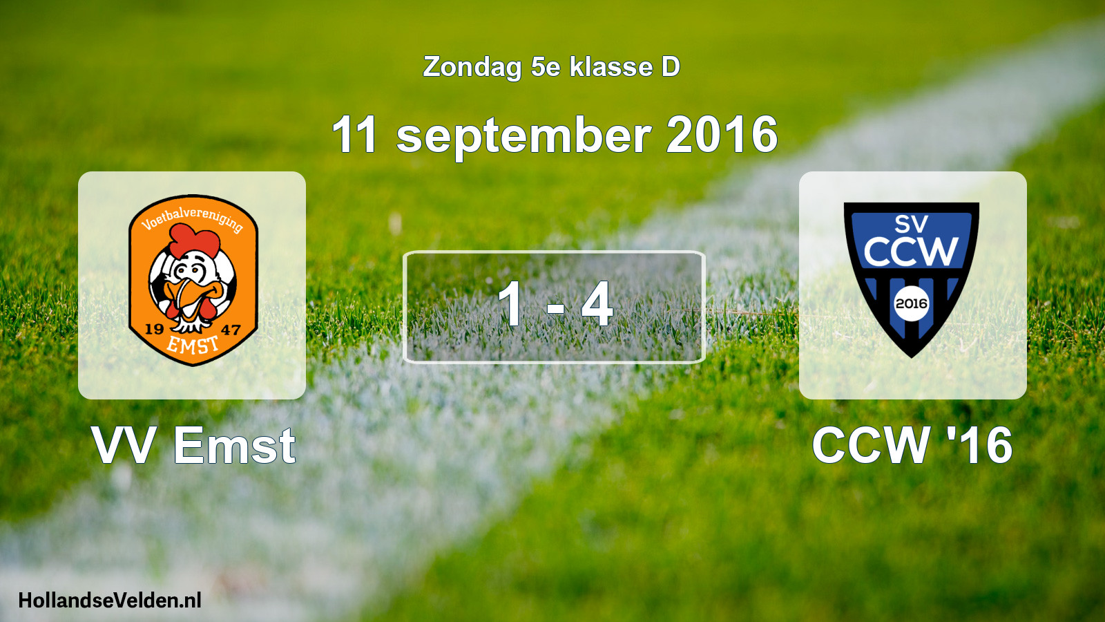 Total number of matches played: VV Emst - CCW '16 1 - 4 (11 September 2016)