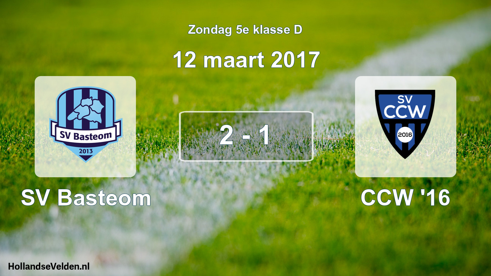 Total number of matches played: SV Basteom - CCW '16 2 - 1 (12 March 2017)