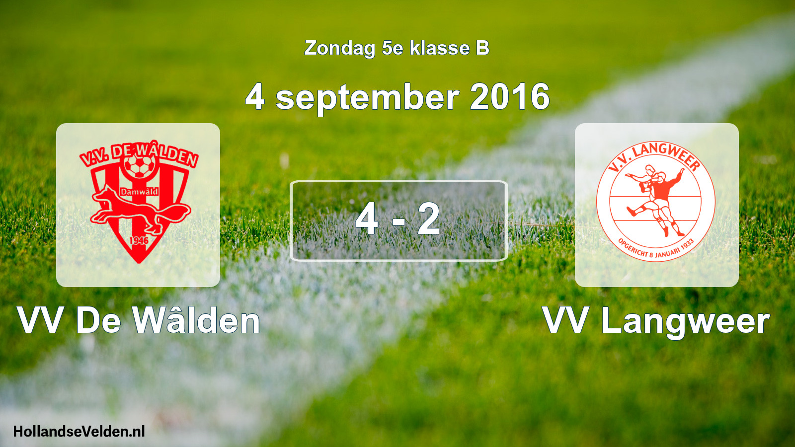 Total number of matches played: VV De Wâlden - VV Langweer 4 - 2 (4 September 2016)