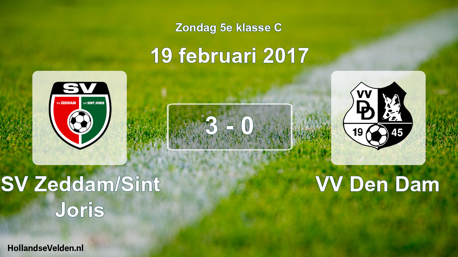 Total number of matches played: SV Zeddam/Sint Joris - VV Den Dam 3 - 0 (19 February 2017)
