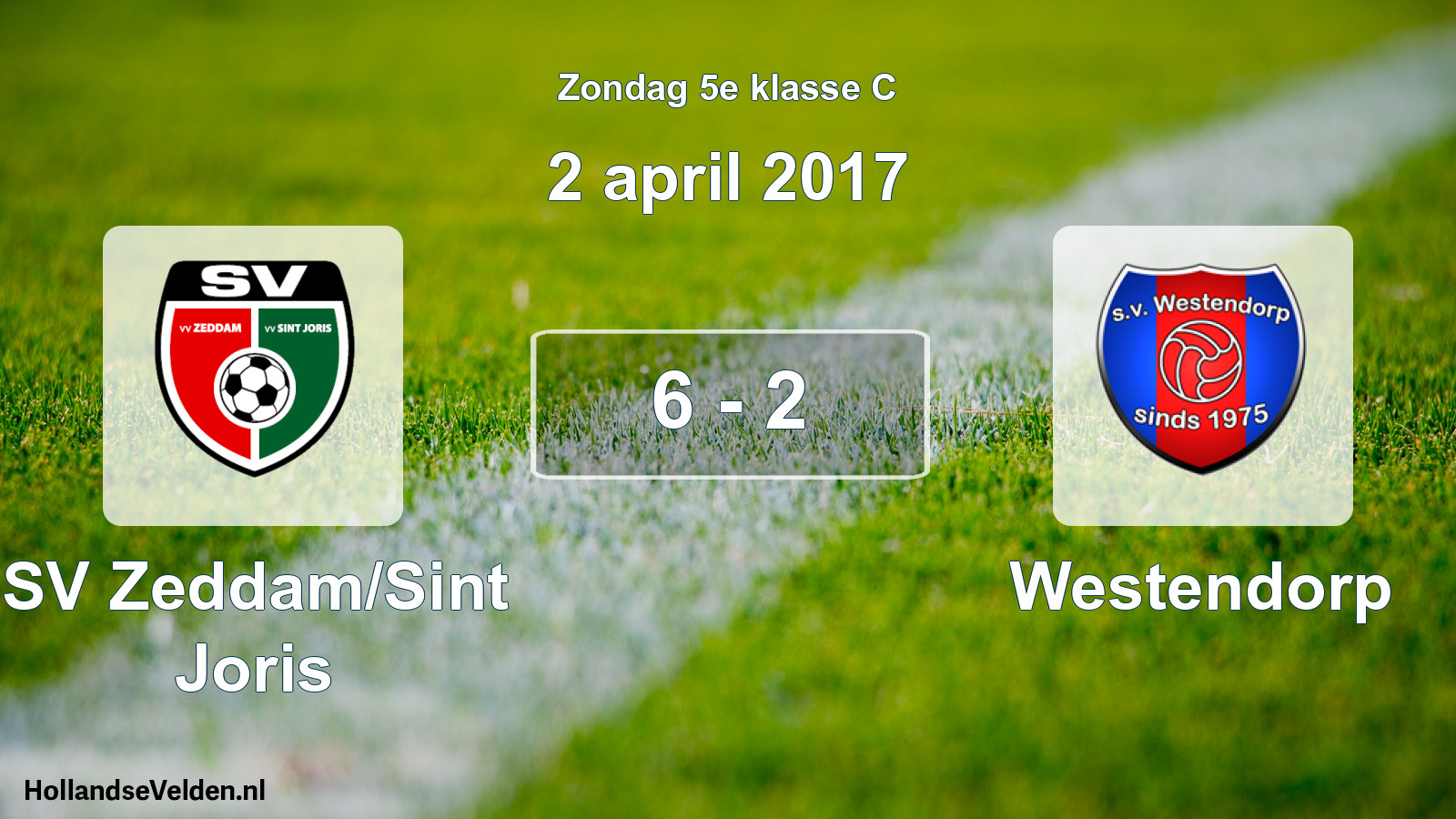 Total number of matches played: SV Zeddam/Sint Joris - Westendorp 6 - 2 (2 April 2017)