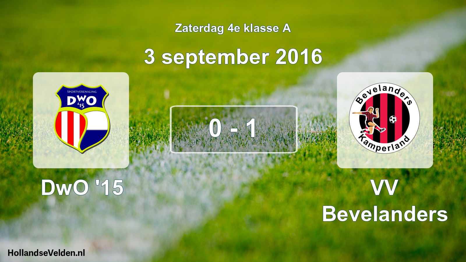 Total number of matches played: DwO '15 - VV Bevelanders 0 - 1 (3 September 2016)