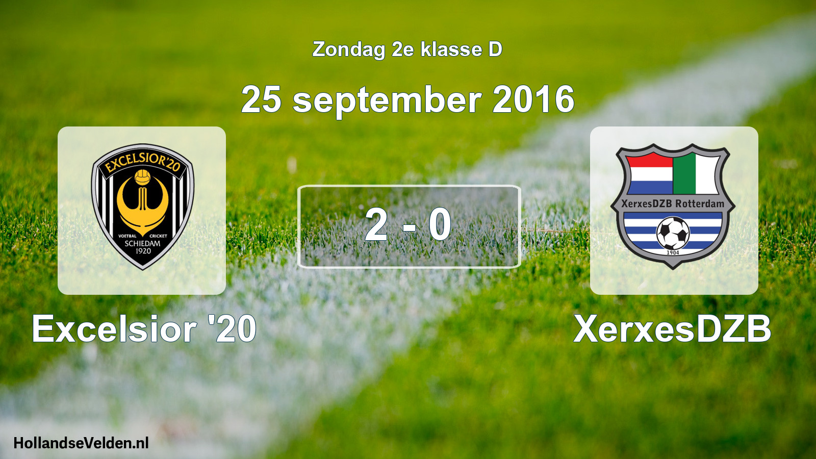 Total number of matches played: Excelsior '20 - XerxesDZB 2 - 0 (25 September 2016)